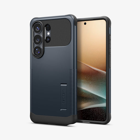 ACS10691 - Galaxy S26 Ultra Slim Armor (Mag Fit) in Metal Slate showing the back with the device, partial back case only, partial front and sides
