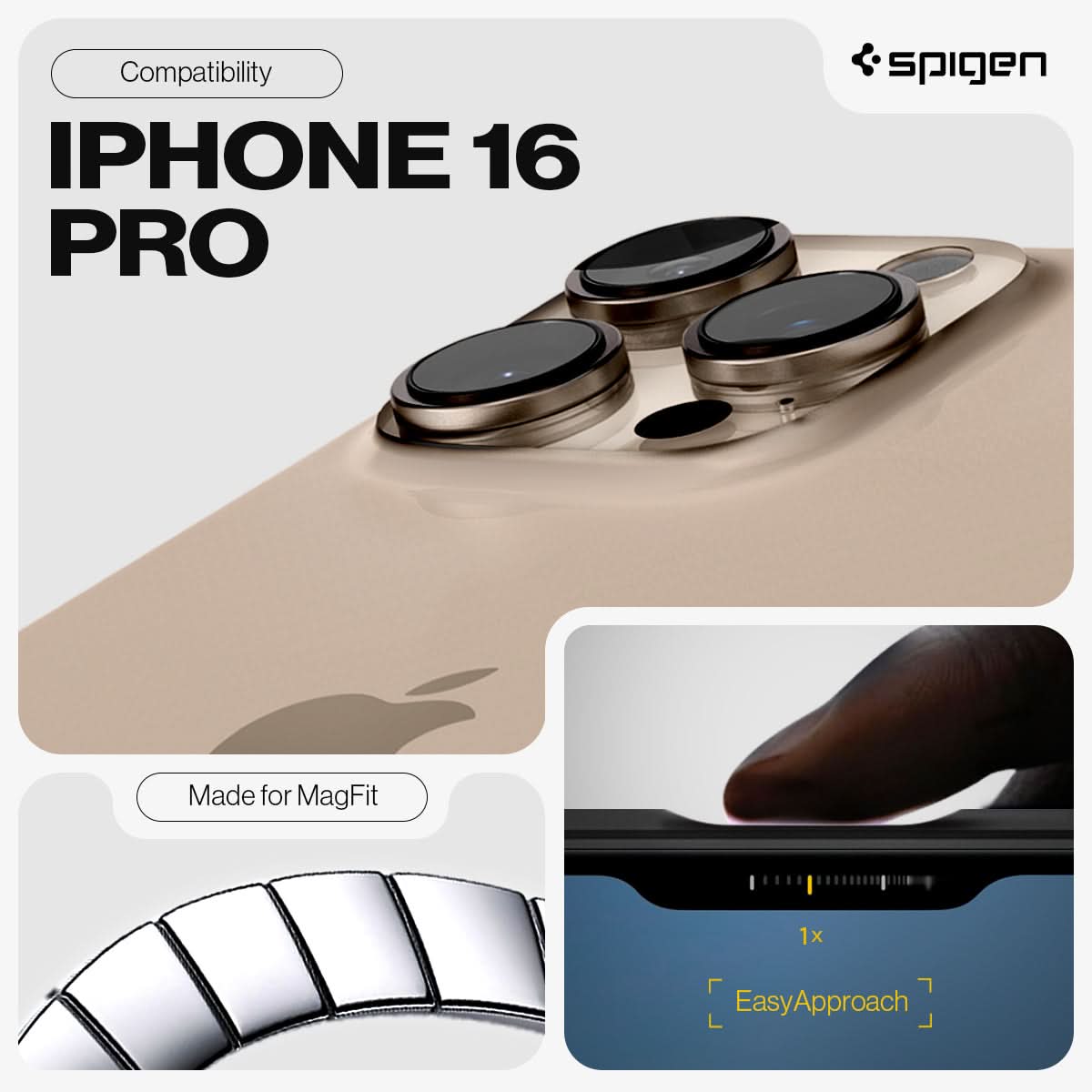 ACS08509 - iPhone 16 Pro Case Tough Armor AI (MagFit) in Frost Black compatibility iphone 16 Pro. Made for magfit. Easy approach.