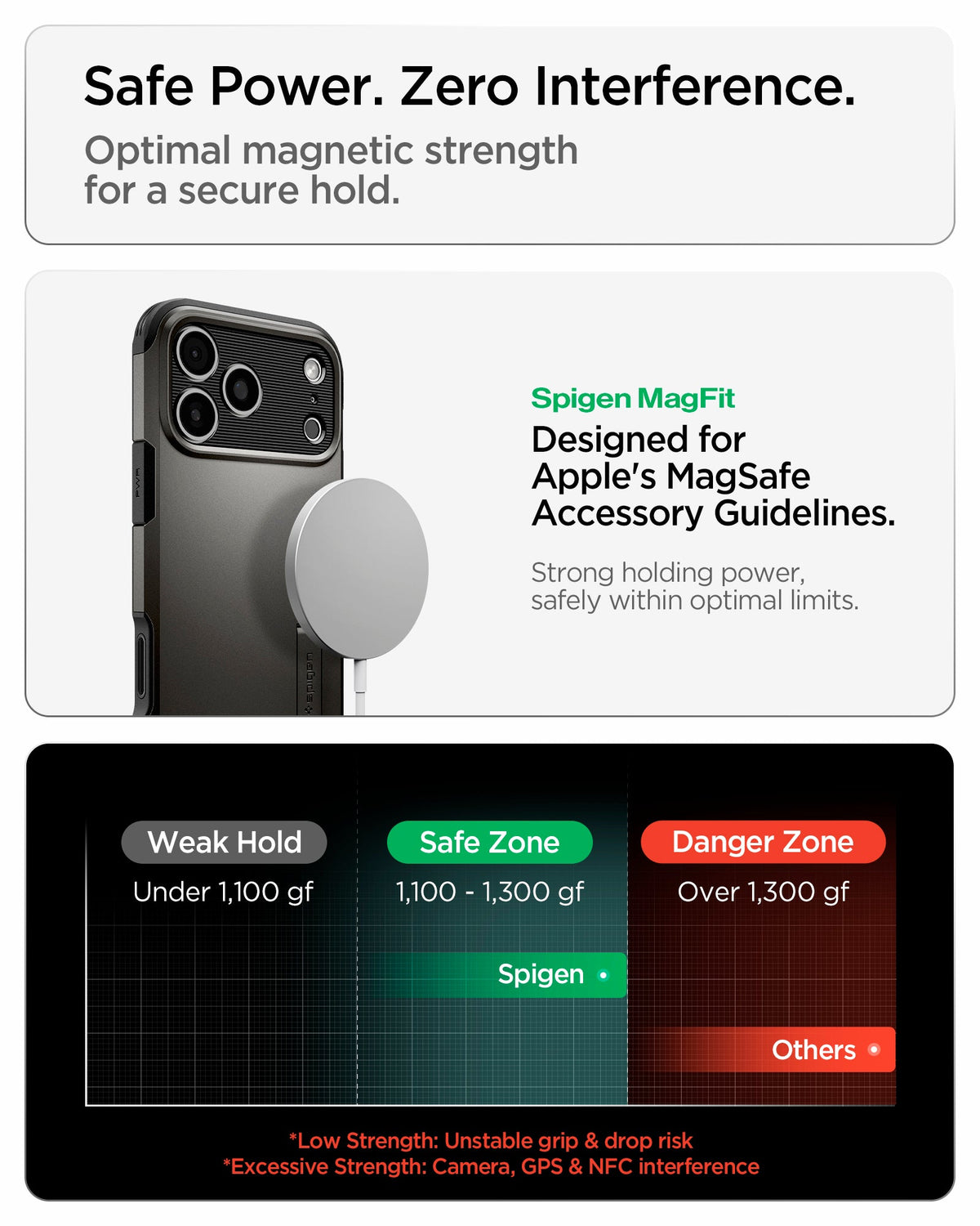 ACS09951 - iPhone 18 Pro / iPhone 17 Pro Tough Armor T Mag Fit Gunmetal showing optimized magnetic strength designed for a secure hold with compatible accessories