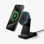 ACH07976 - OneTap Phone Stand S310WC (MagFit) in Black showing the front, partial side with device hovering above