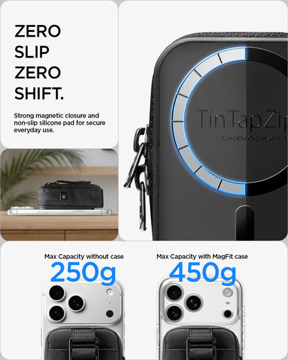 AFA11564 - Portable Organizer Pouch Tintap Zip Mag Fit 2 in Black showing zero slip zero shift.