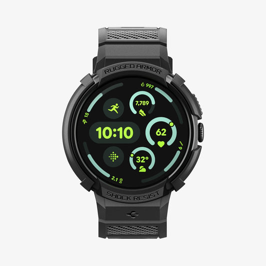 ACS11223 - Pixel Watch 5 (45mm) Rugged Armor Pro Black showing the front