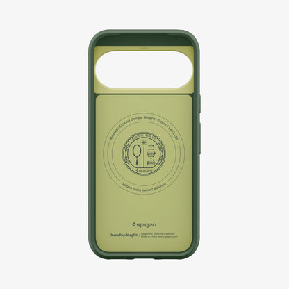 ACS11446 - Pixel 11 Nano Pop (Mag Fit) Avo Green interior view showing the built in magnetic ring, microfiber lining, and MagFit construction.