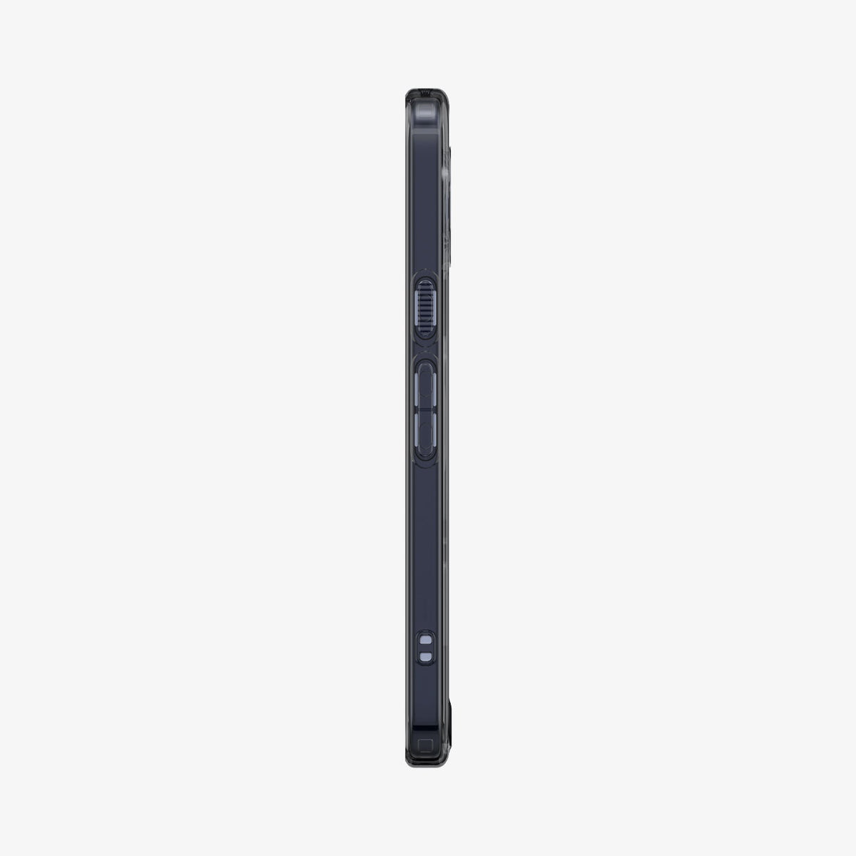 ACS11442 - Pixel 11 Ultra Hybrid (Mag Fit) Frost Black slim side profile showing responsive button covers, textured power button, precise cutouts, and a raised camera surround.