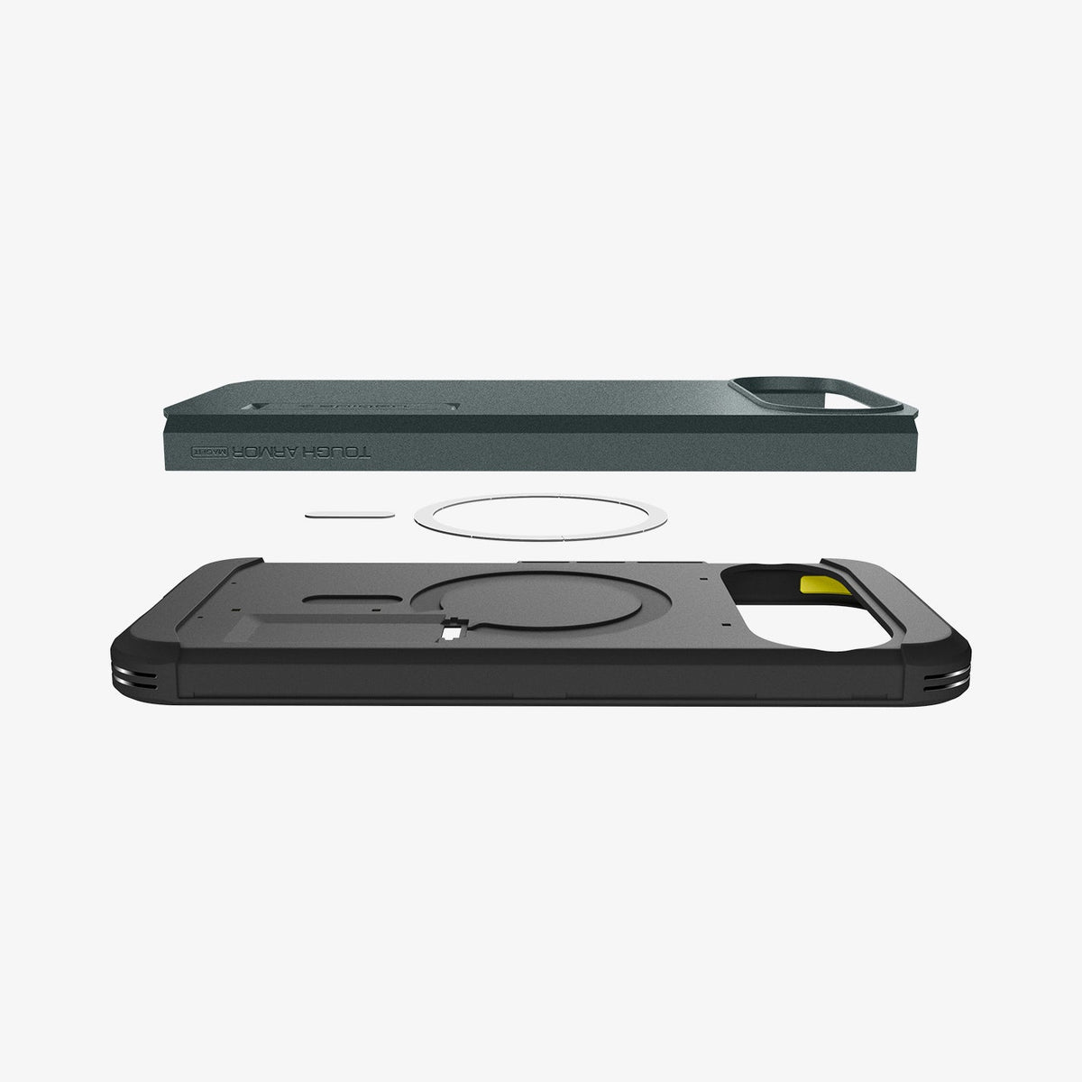 ACS09707 - Pixel 10 Pixel 10 Pro Tough Armor AI (MagFit) in Abyss Green showing the multiple layers of case with device