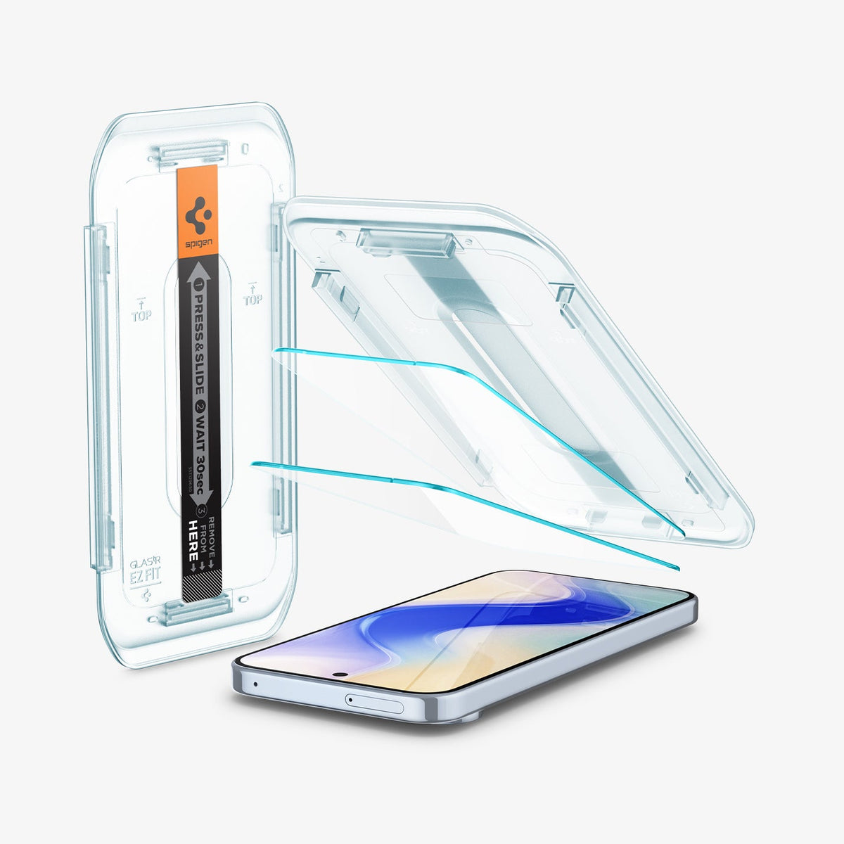 AGL08445 - Pixel 10 Pro XL GLAS.tR EZ Fit Screen Protector showing the device, screen protector, ez fit tray