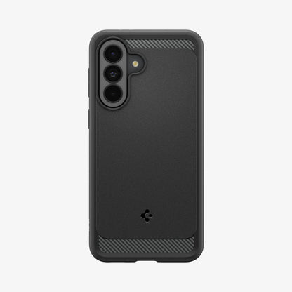 ACS09795 - Spigen Rugged Armor Galaxy A37 5G case in Matte Black - back view showing matte finish and carbon fiber corner accents