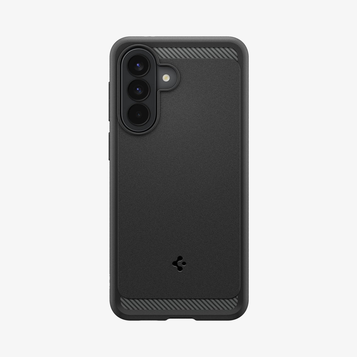 ACS09794 - Spigen Rugged Armor Galaxy A57 5G case in Matte Black - back view showing matte finish and carbon fiber corner accents