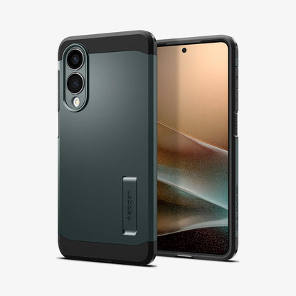 ACS09424 - Galaxy S25 Edge Case Tough Armor AI (MagFit) in Abyss Green showing the back, partial front and sides