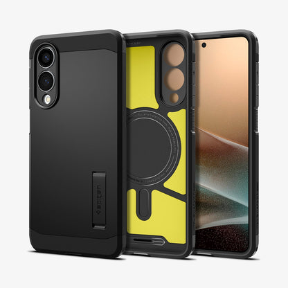 ACS09422 - Galaxy S25 Edge Case Tough Armor AI (MagFit) in Black showing the back, partial inner, partial front and sides