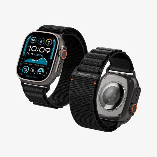 AMP10144 - Apple Watch Ultra (49mm) WBF1 in Black showing the front and back