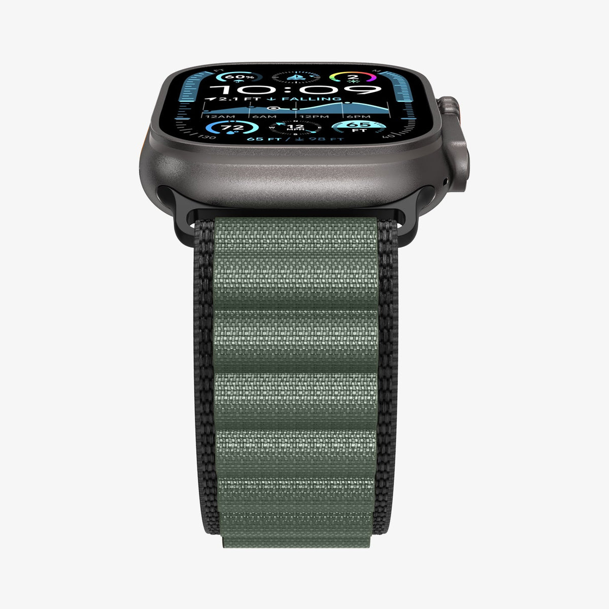 AMP10223 - Apple Watch Ultra (49mm) WBF1 in Black Green showing the partial front and side
