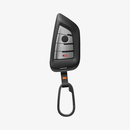 ACS10425 - BMW Key Fob Cover | BK100 in Matte Black showing the front with key fob attached.