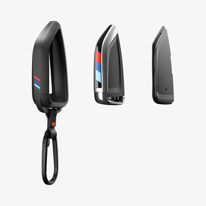 ACS10425 - BMW Key Fob Cover | BK100 in Matte Black showing the three detached parts.