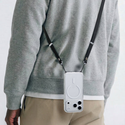 AFA10614 - Spigen Universal Phone Lanyard Strap worn crossbody with phone hanging on back