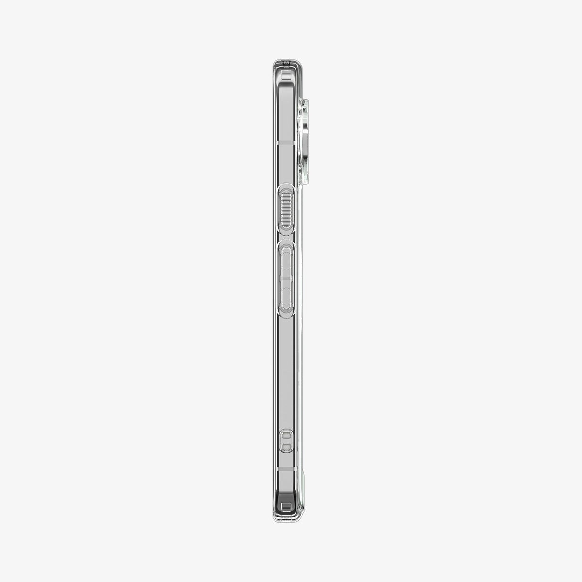ACS11431 - Pixel 11 Pro Ultra Hybrid (Mag Fit) Clear White slim side profile showing responsive button covers, textured power button, precise cutouts, and a raised camera surround.