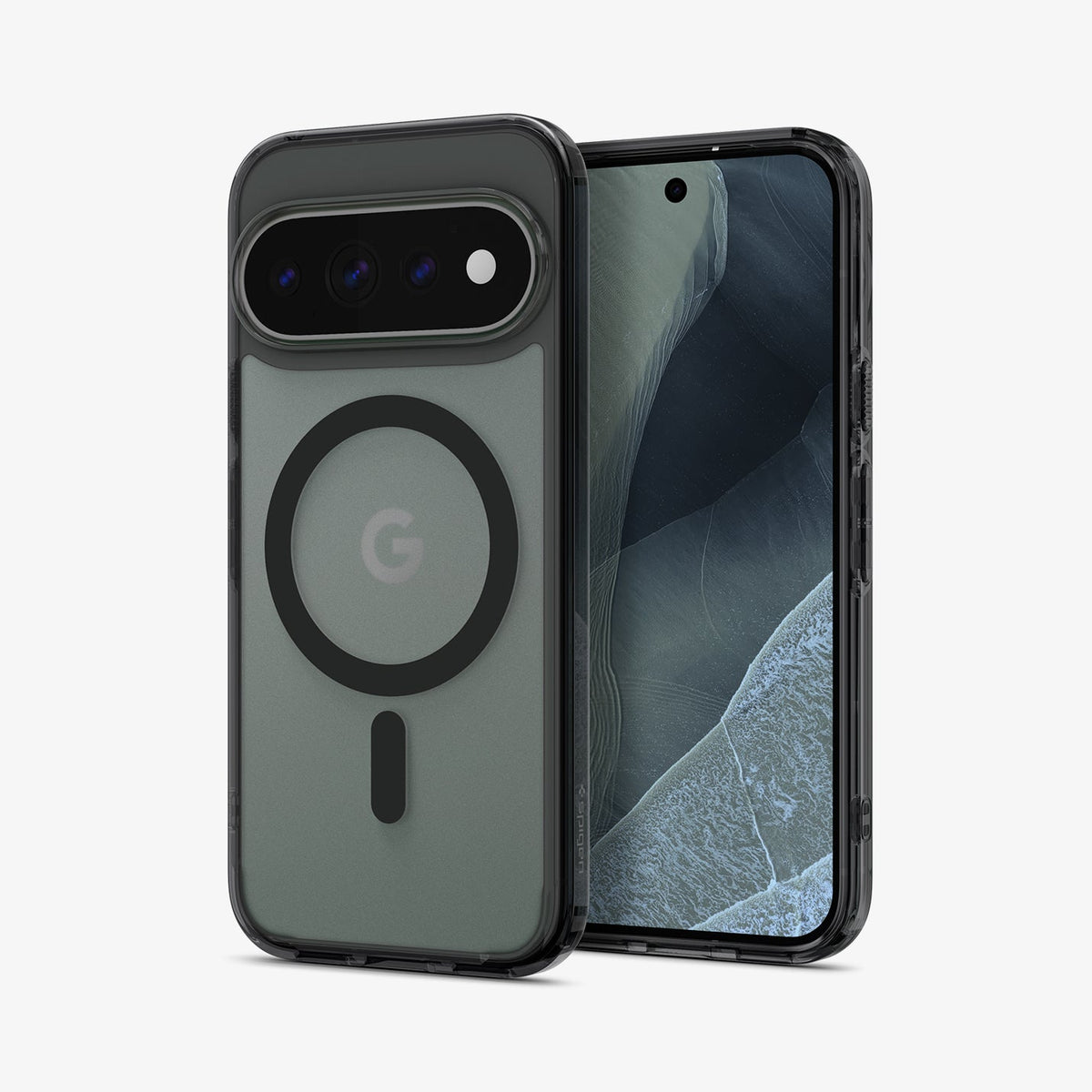 ACS11452 - Pixel 11 Pro XL Ultra Hybrid (Mag Fit) Frost Black exploded view showing the built in MagFit ring, hybrid construction, and layered design.