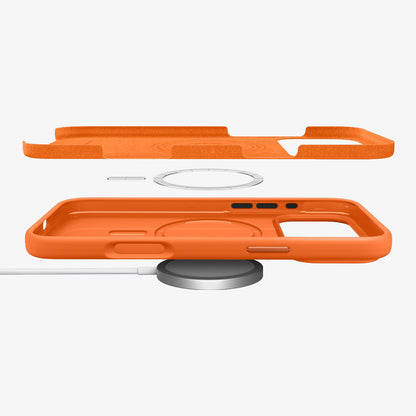 ACS11378 - iPhone 17 Pro Max Silicone Fit (Mag Fit) in Cosmic Orange showing the side and multiple layers of case
