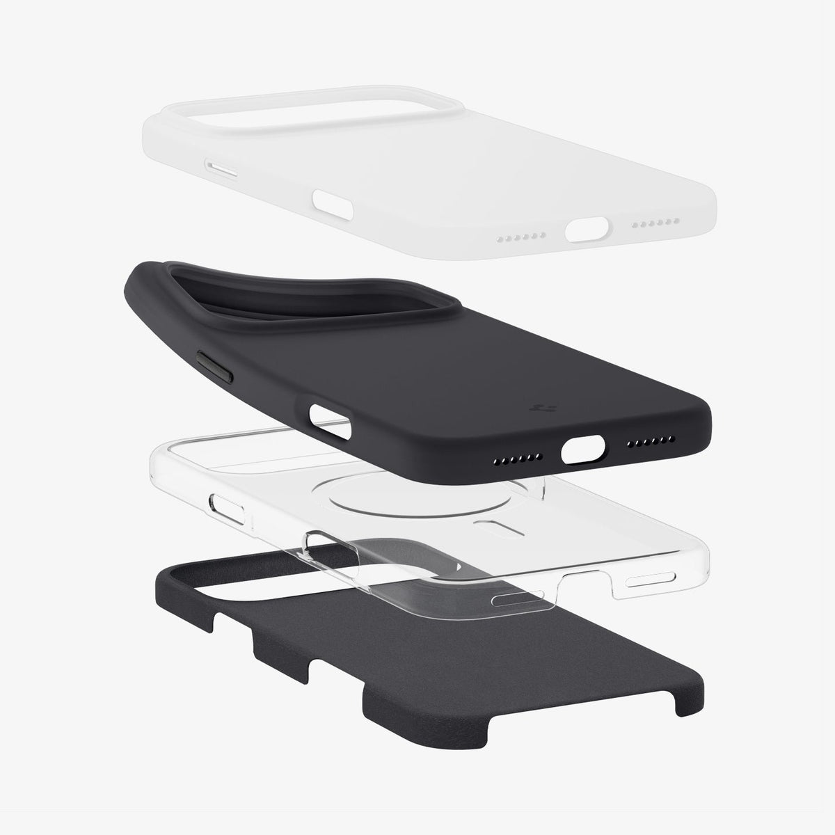ACS09955 - iPhone 17 Pro Silicone Fit (MagFit) Case in black showing the multiple layers of case