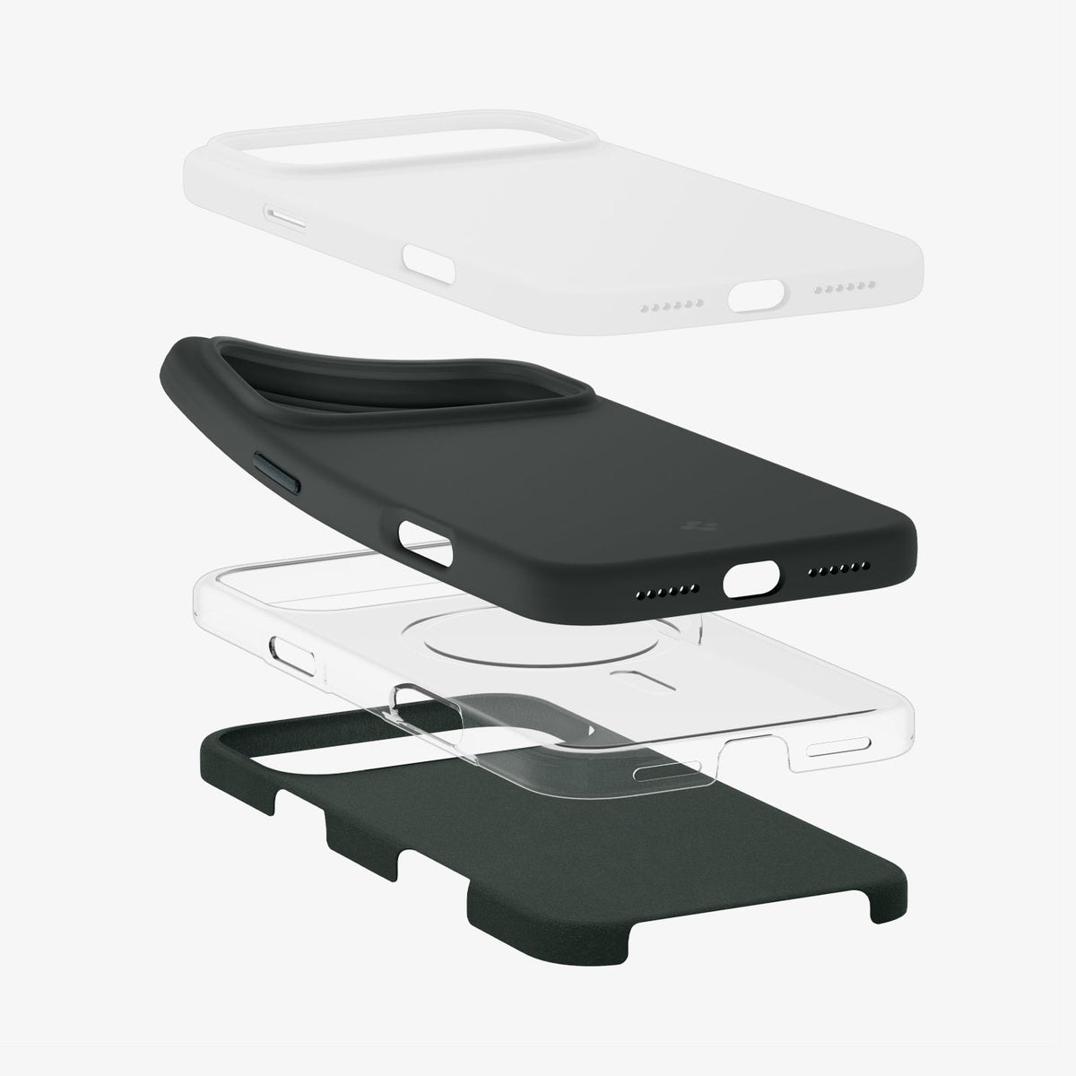 ACS09903 - iPhone 17 Pro Max Silicone Fit (MagFit) Case in green showing the multiple layers of case