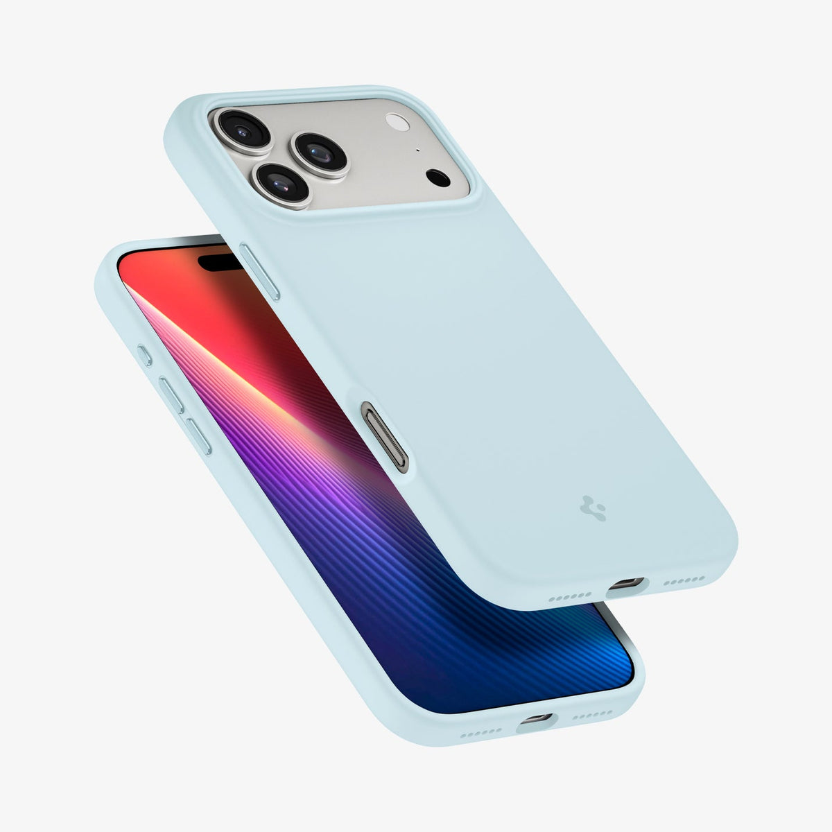 ACS10079 - iPhone 17 Pro Silicone Fit (MagFit) Case in blue showing the back, sides and partial front
