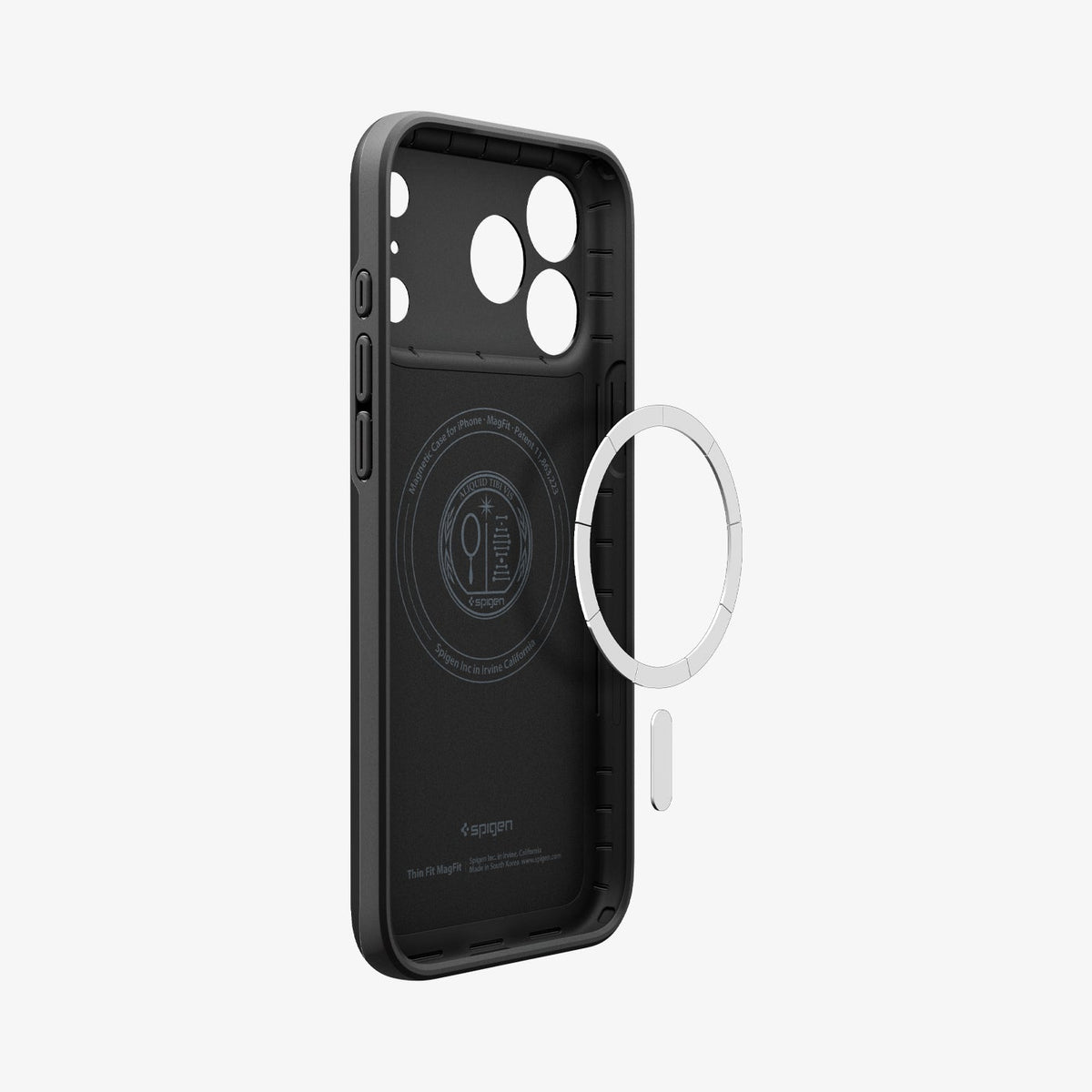 ACS09934 - iPhone 17 Pro Thin Fit (MagFit) in black showing inside with magfit magnet