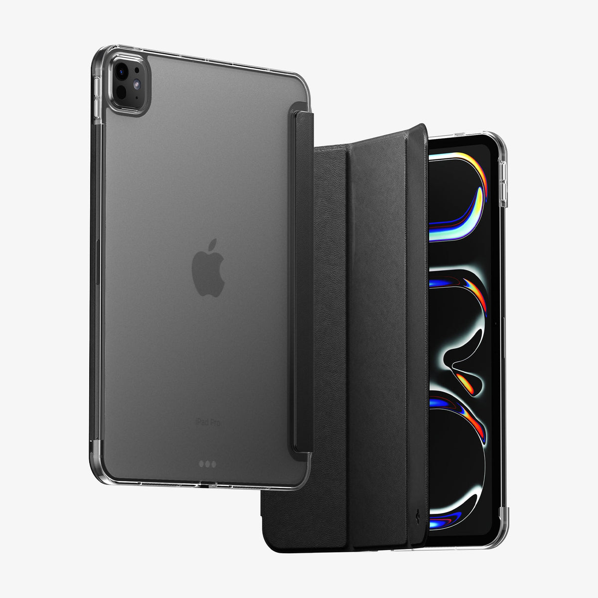 ACS09440 - iPad Pro 11-inch (2024) Case Liquid Air Folio in Black showing the back, partial front and front of the device