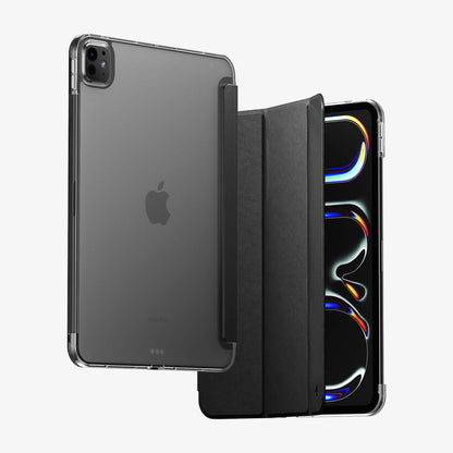 ACS09440 - iPad Pro 11-inch (2024) Case Liquid Air Folio in Black showing the back, partial front and front of the device