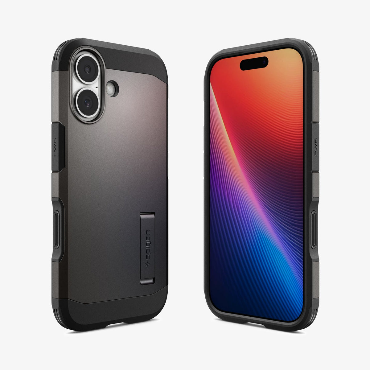 ACS09985 - iPhone 17 Case Tough Armor T AI (MagFit) in gunmetal showing the back, front and sides