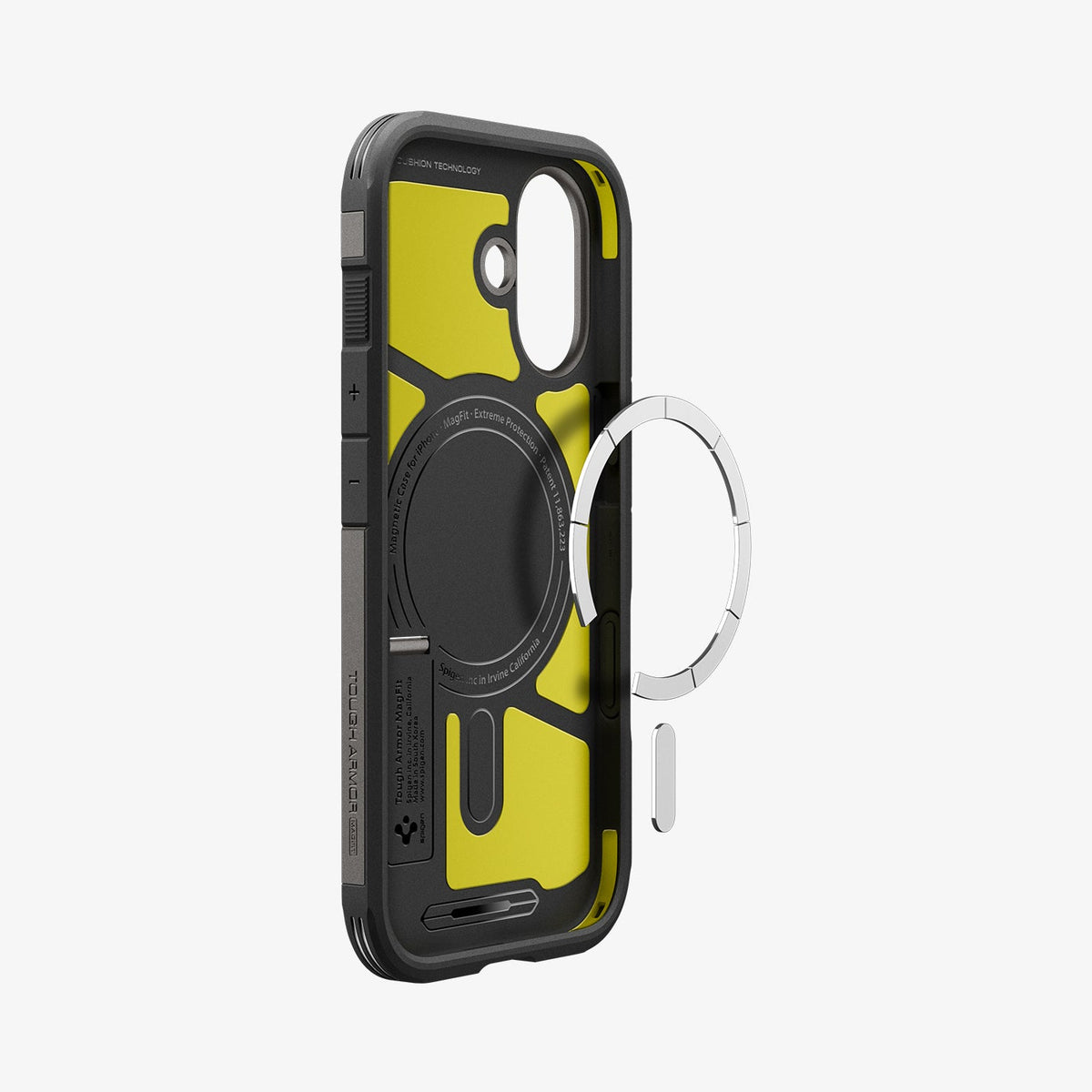 ACS09985 - iPhone 17 Case Tough Armor T AI (MagFit) in gunmetal showing the inside magnet ring layers