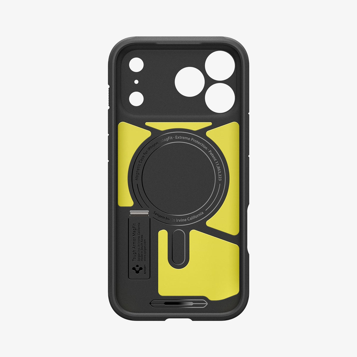 ACS09950 - iPhone 18 Pro / iPhone 17 Pro Tough Armor T Mag Fit Black showing the interior structure with a built-in magnetic ring and shock-absorbing padding