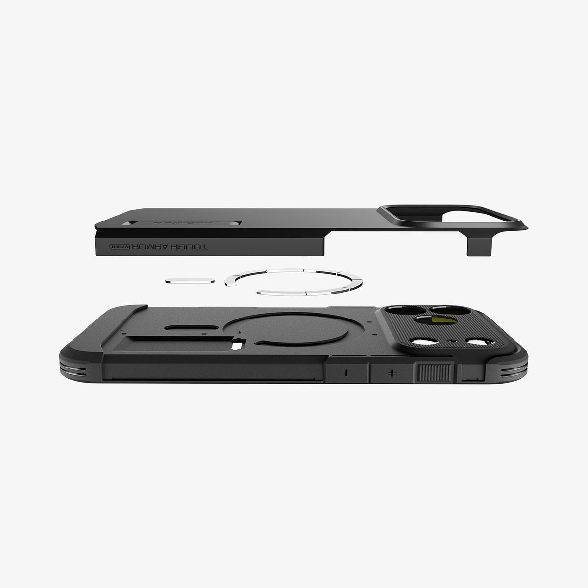 ACS09950 - iPhone 17 Pro Case Tough Armor T AI (MagFit) in black showing the side and multiple layers of case