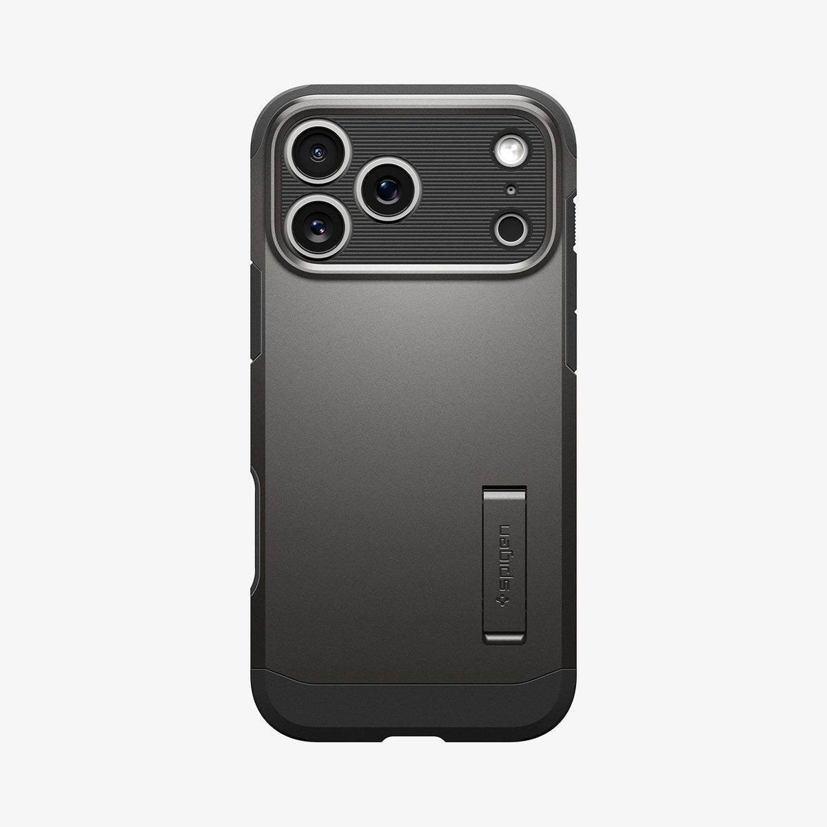 ACS09898 - iPhone 18 Pro Max / iPhone 17 Pro Max Tough Armor T Mag Fit Gunmetal showing a rugged case with a reinforced camera frame and integrated kickstand