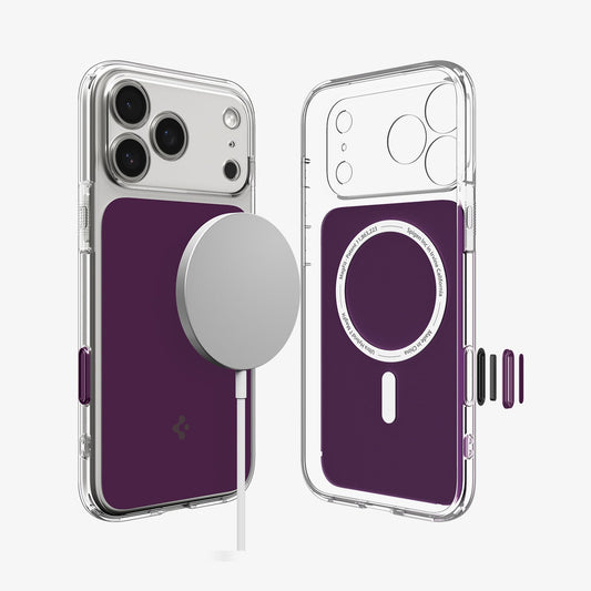 ACS12332 - iPhone 18 Pro Max / iPhone 17 Pro Max Ultra Hybrid T (Mag Fit) in Clear Dark Cherry showing the front and back