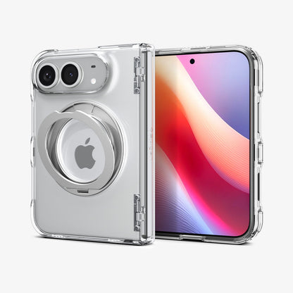 ACS11782 - iPhone Duo Ultra Hybrid Pro S (Mag Fit) showing an angled view of the case with circular kickstand and textured hinge protection