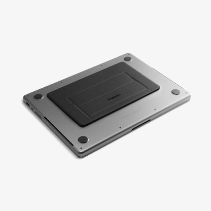 AMP10401 - Slim Fold Laptop Stand | LD201-S1 showing the stand attached to the bottom of a laptop
