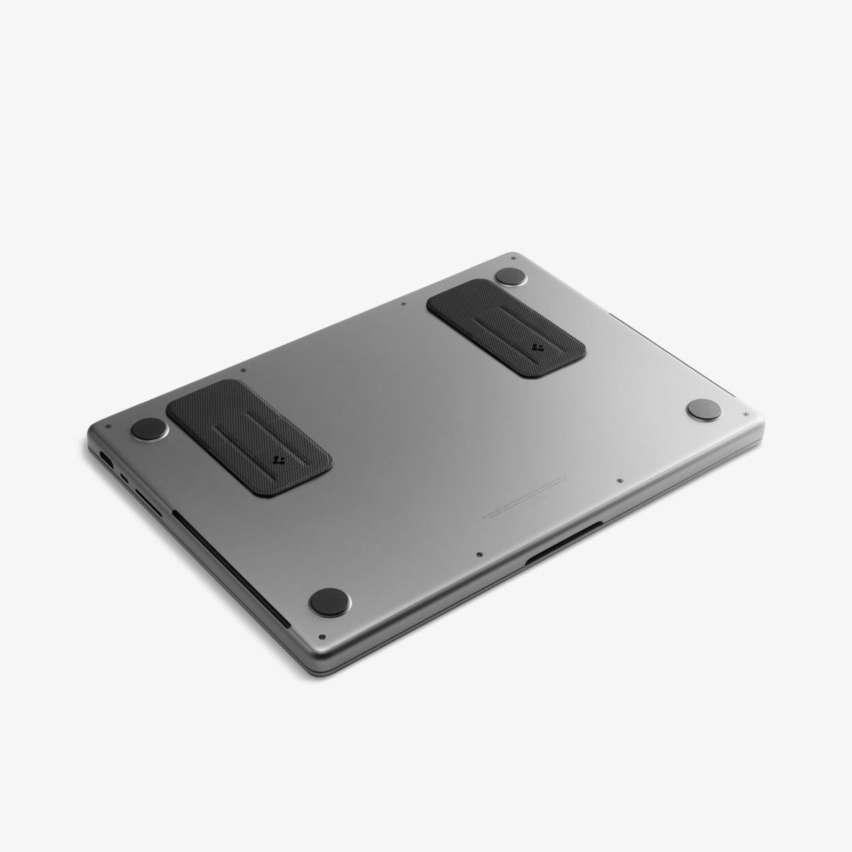 AMP10402 - Slim Fold Laptop Stand | LD201-S2 showing the stand attached to bottom of a laptop