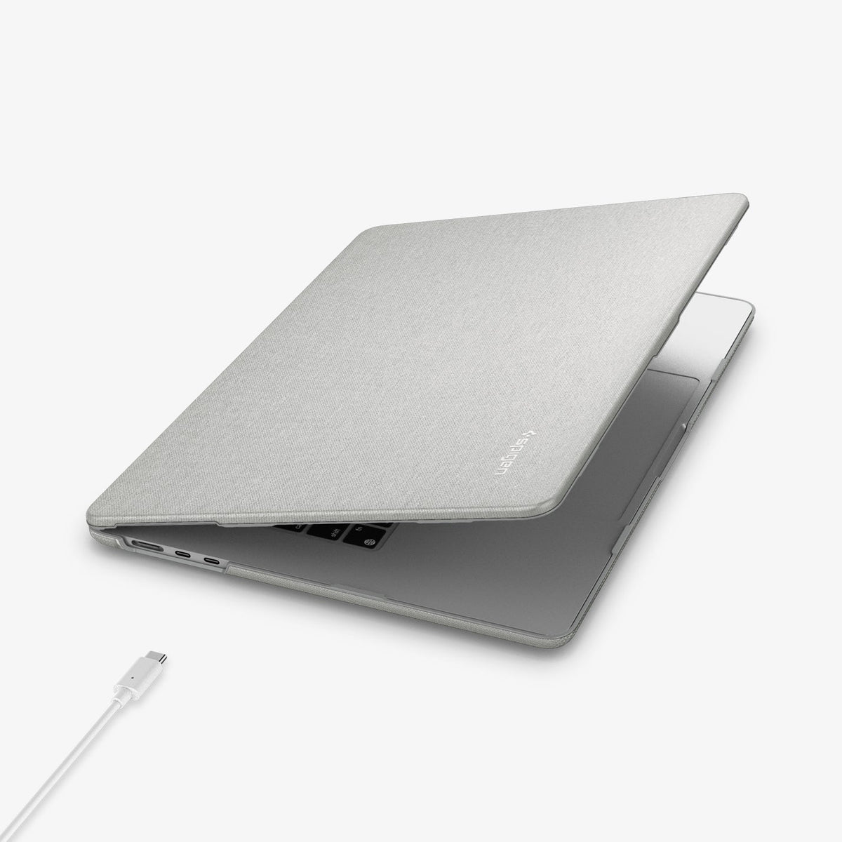 ACS10975 - MacBook Air 15-inch in Heather Gray showing the top, partial side and bottom