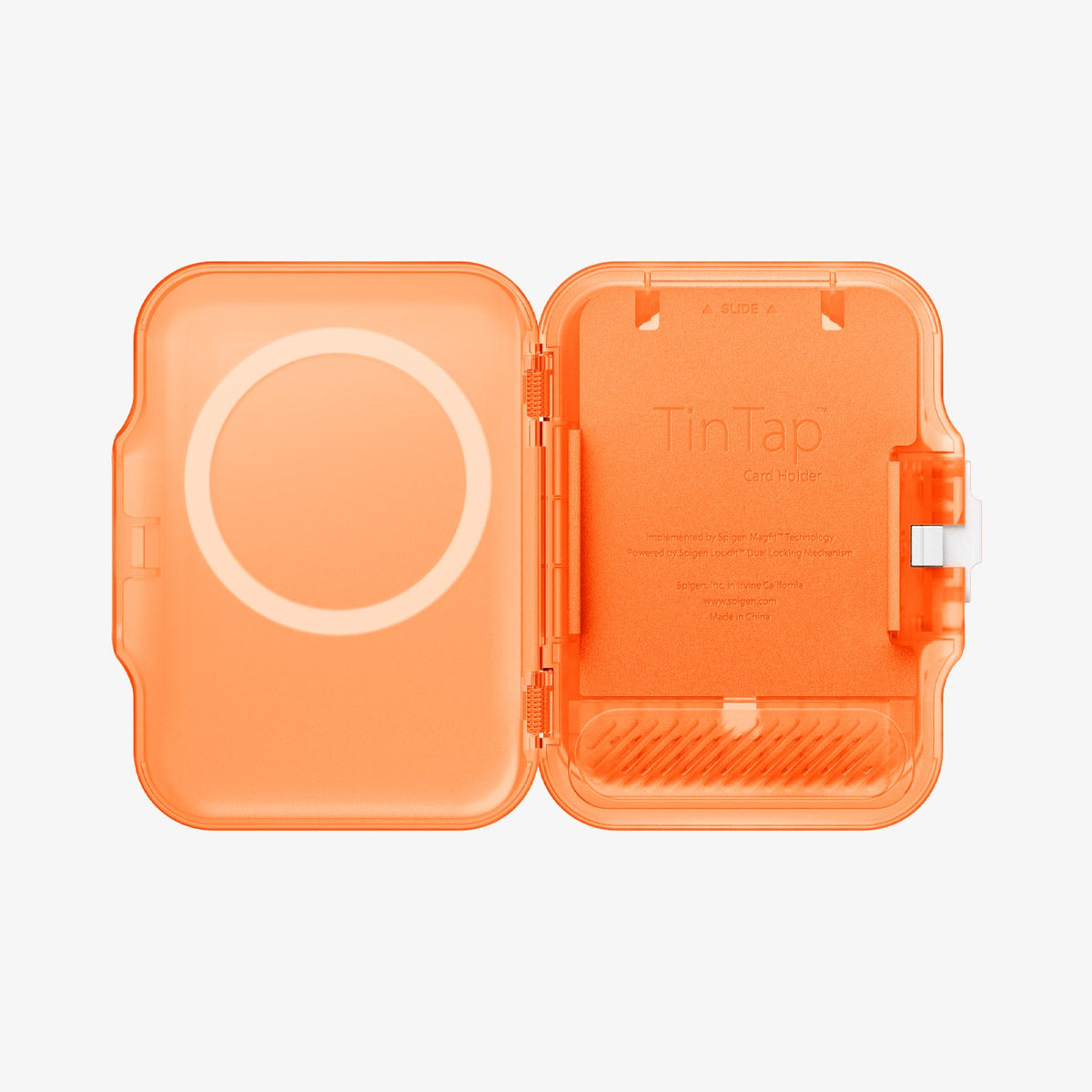 AFA11381 - MagSafe Card Holder Tintap (MagFit) in Frost Clear Orange showing the inner with no cards inside