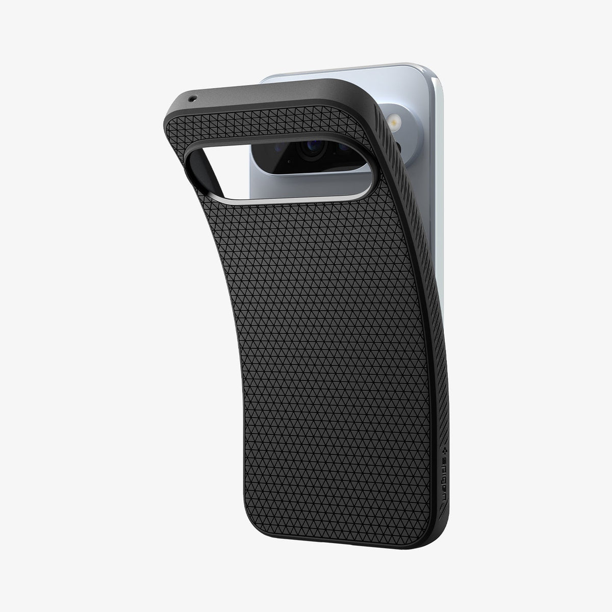 ACS09737 - Pixel 10 Pro XL Case Liquid Air in matte black showing the case bending away from device