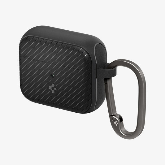 ACS03644 - Airpods 3 Mag Armor in black showing the front and side with carabiner