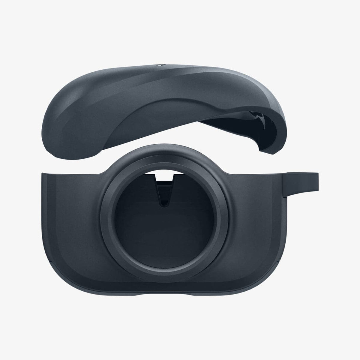 ACS04390 - Apple AirPods Pro Case Tag Armor Duo in metal slate showing the front with top bending and hovering above the bottom of case