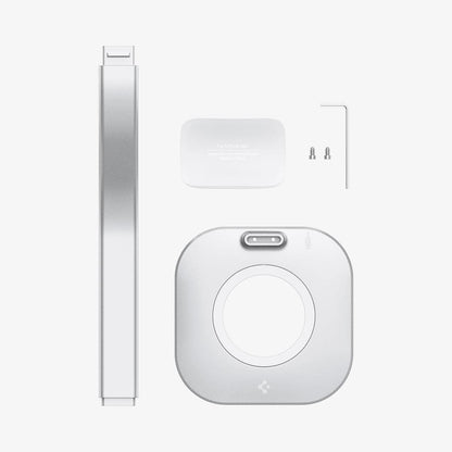 AMP02817 - Apple Airpods Max MagFit Stand in silver showing the multiple components of stand
