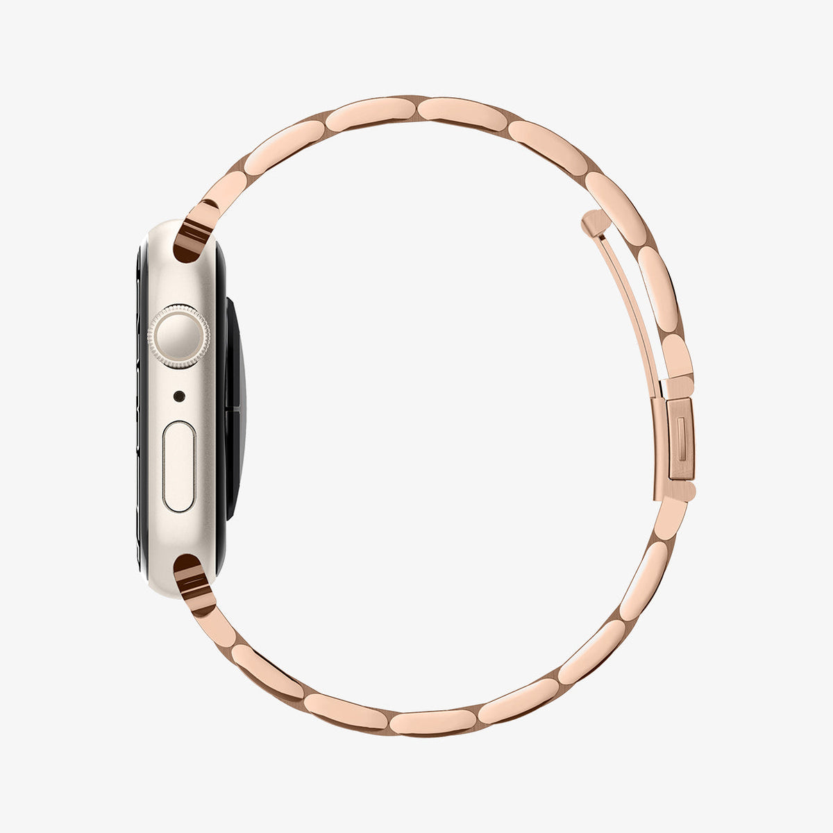 061MP25944 - Apple Watch Series 11/10 42mm, 9/8/7 41mm, SE3/SE2/SE/6/5/4 40mm, 3/2/1 38mm Modern Fit Rose Gold showing side