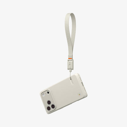 AFA10617 - DA30S LS lanyard strap light gray wrist strap attached to smartphone showing secure tethered carry and minimalist design