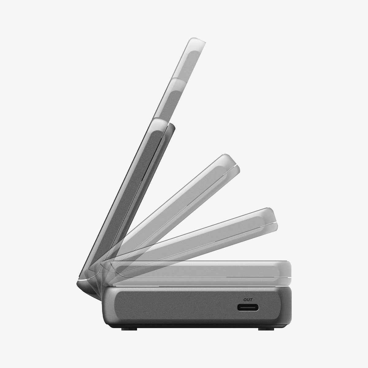 ACH10399 - 2-in-1 Magnetic Wireless Charger | EF302MOQ (Mag Fit) in Black showing side and stand