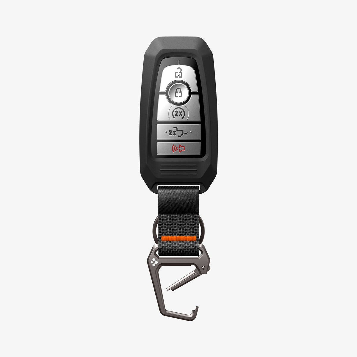 ACS09430 - Ford Key Fob Cover | FK100 in Matte Black showing the front, carabiner open
