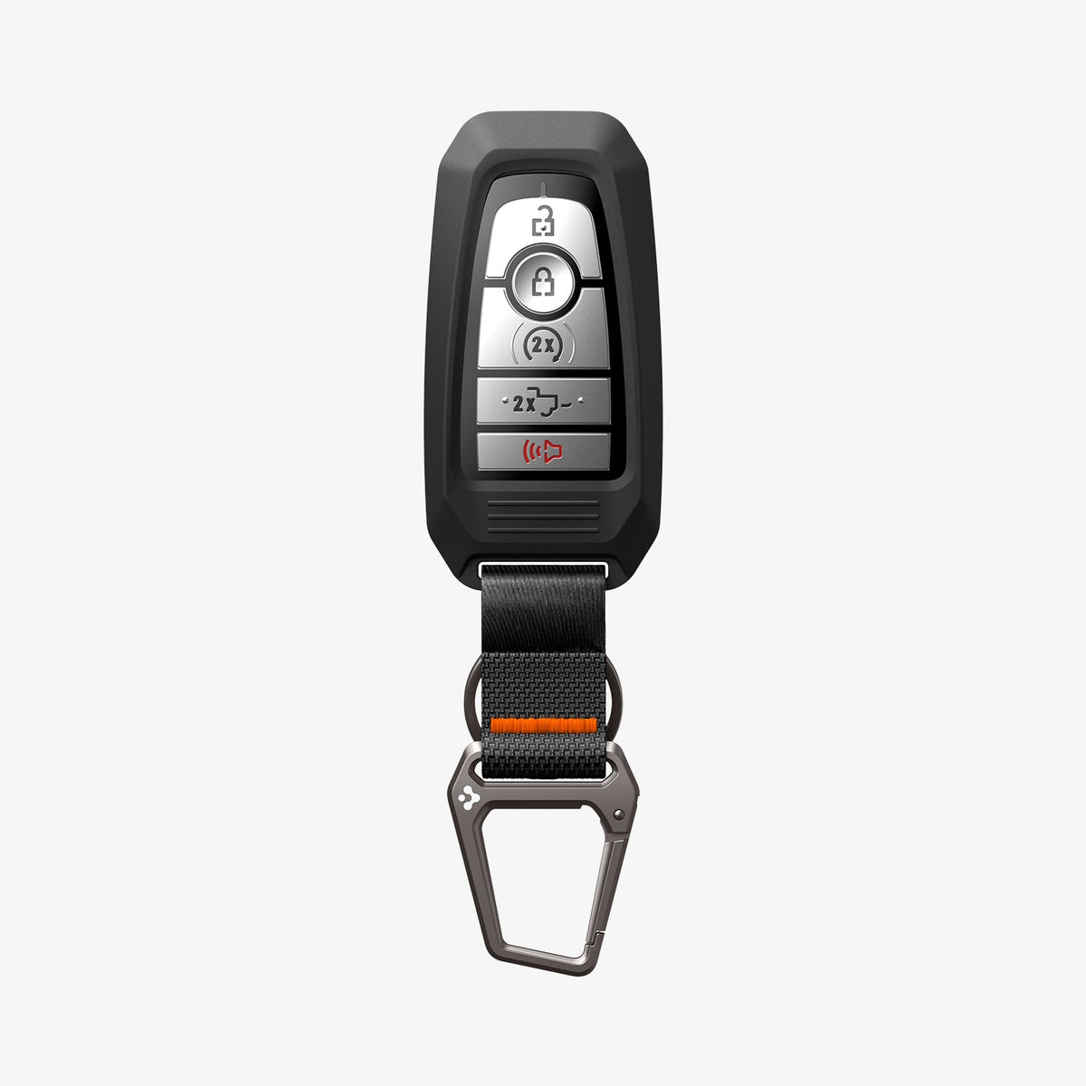 ACS09430 - Ford Key Fob Cover | FK100 in Matte Black showing the front, carabiner closed