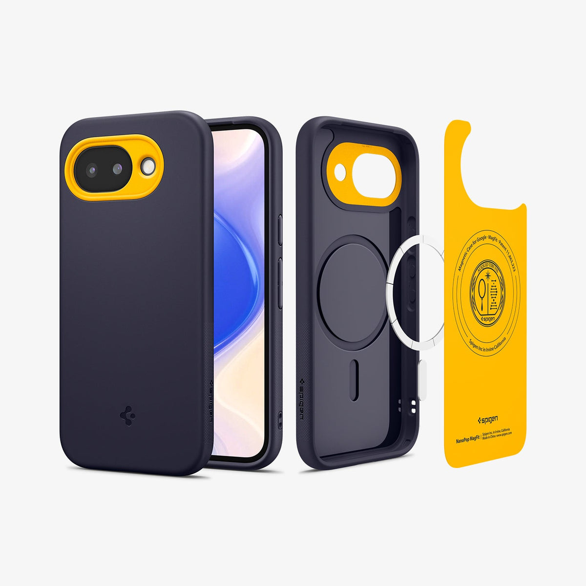ACS11286 - Pixel 10a Nano Pop (Mag Fit) in Blueberry Navy showing the back, front and inside