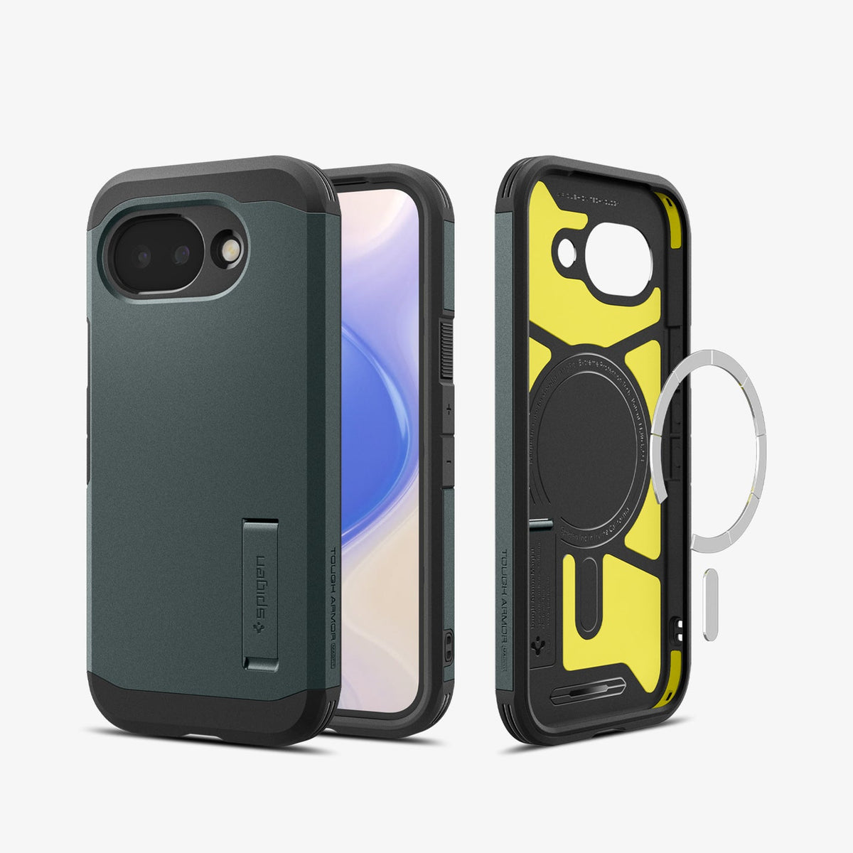 ACS11282 - Pixel 10a Tough Armor (Mag Fit) in Abyss Green showing the back, front and inside